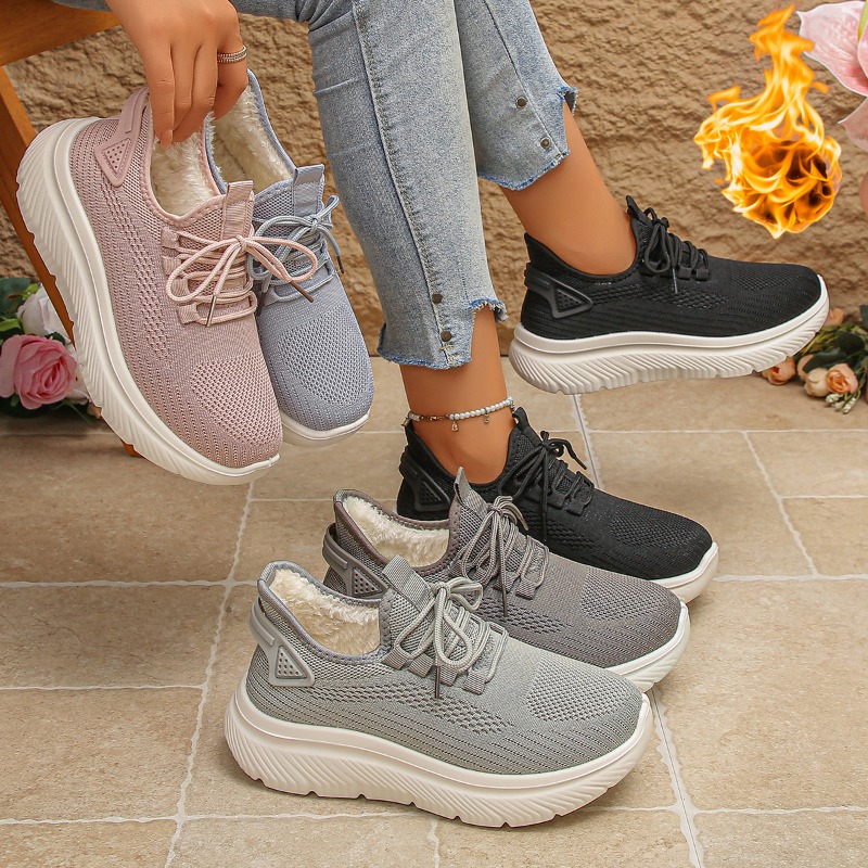 Knit Fabric Lace Up Sneakers - 2027 Baskets de marche d'extérieur pour