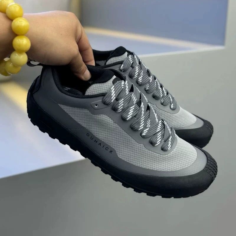Knit Fabric Lace Up Sneakers - Baskets basses antidérapantes pour hommes, couleur